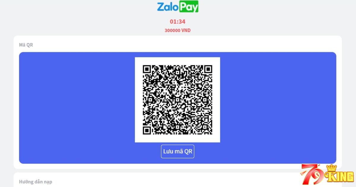 Hình thức nạp tiền 79KING qua ZaloPay