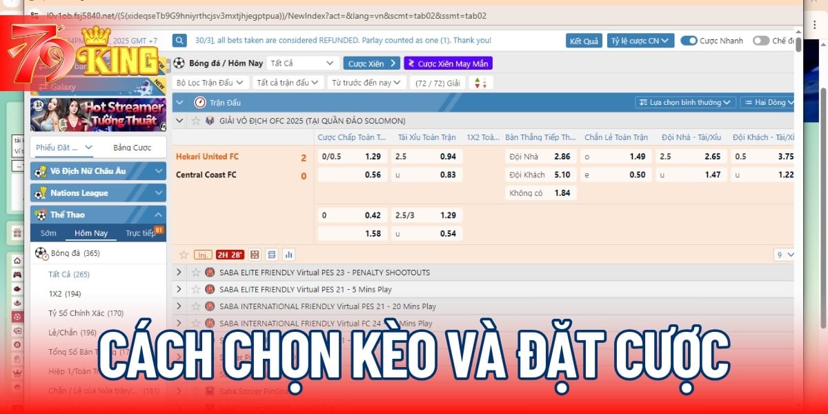 Chọn kèo và đặt cược